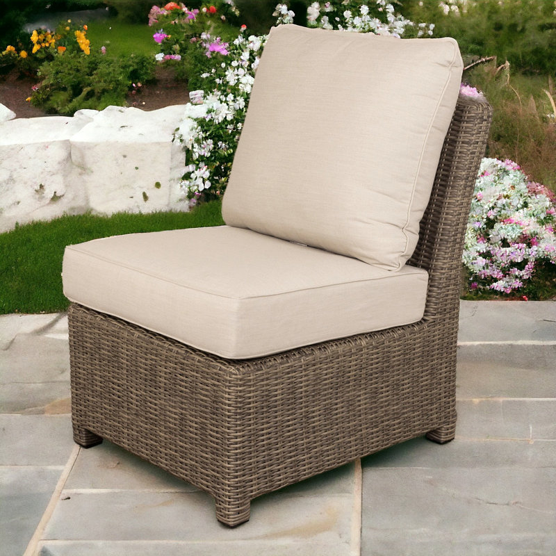 Wicker Outdoor Armless Lounge Chair with Cushions