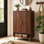 Armoire de rangement 29,52 pouces en bois noyer à 6 niveaux avec portes