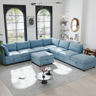 Modular Sectional Sofa, Convertible Sofa Seat With Storage, Sleeper Sectional Sofa Set, Fabric Flexible Modular Combinations For Living Room
