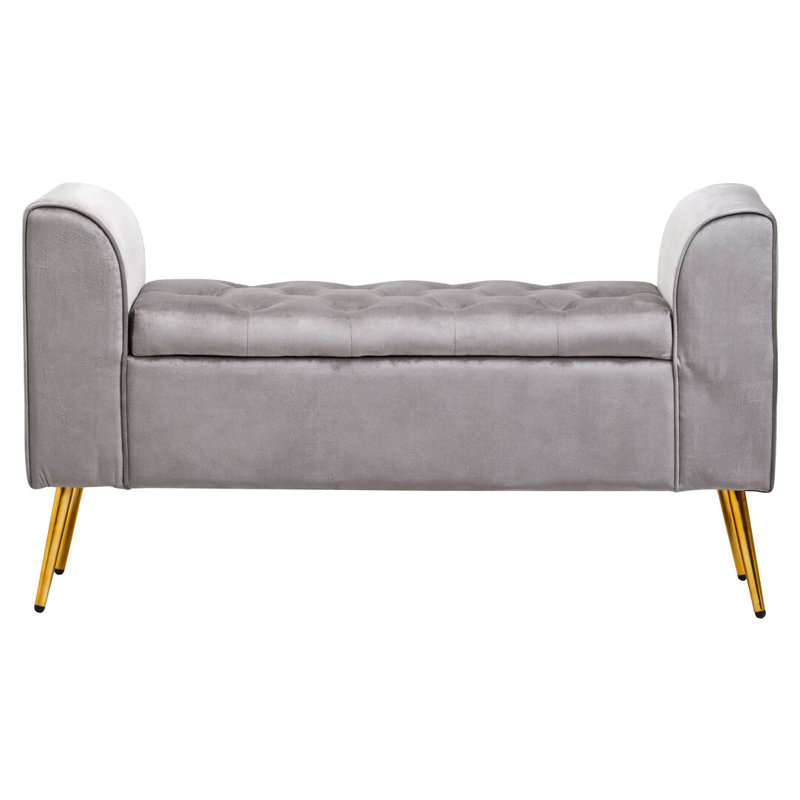111cm Wide Velvet Standard Ottoman, Grey