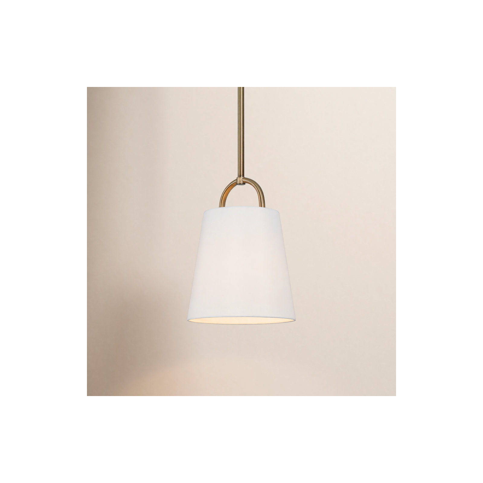 Single Light Poly-Blend Dimmable Pendant, Brass, 13.75" H x 10" W x 10" D
