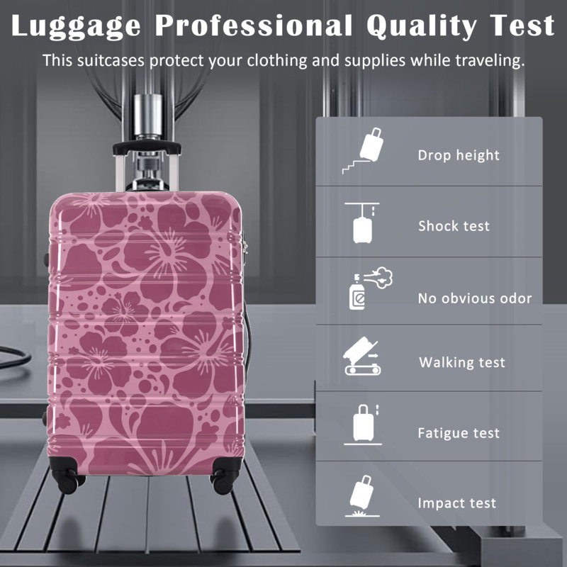 Valise à roulettes 3 pièces Hardshell avec valise TSA, Pink