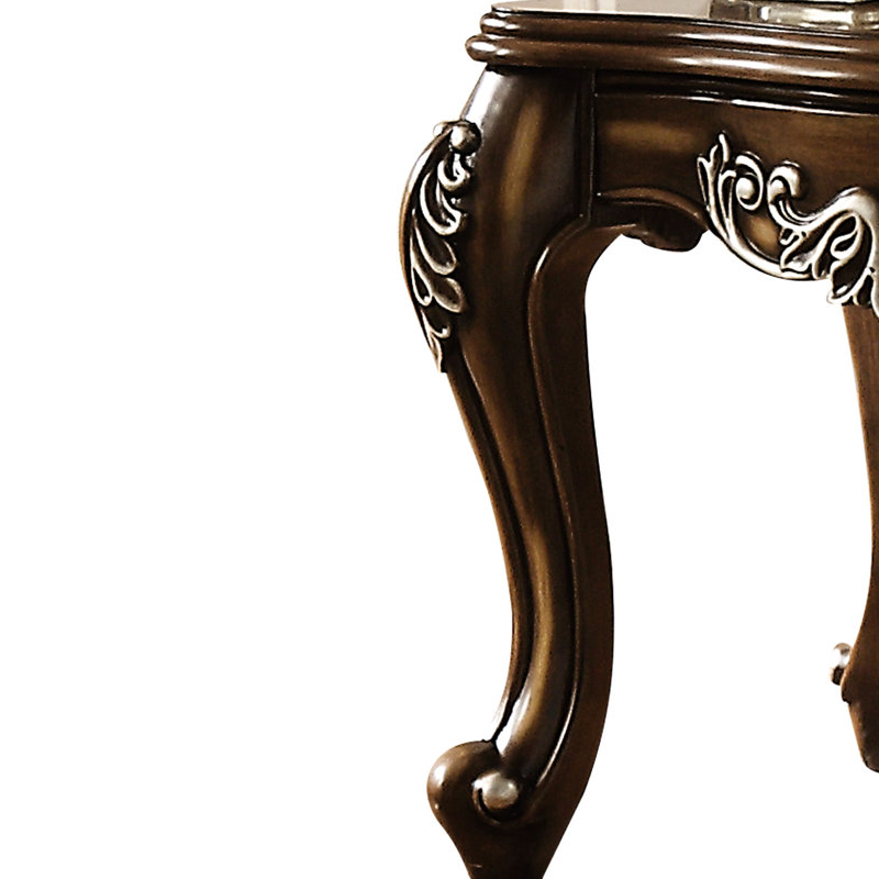 Table de bout rectangulaire en chêne antique avec attrait charmant - Grandes pattes de soutien, tablier à motifs brossés à la main, convient à plusieurs utilisateurs, charme de surface en bois festonné classique de 24 po x 30 po 30 po, applications, H x P
