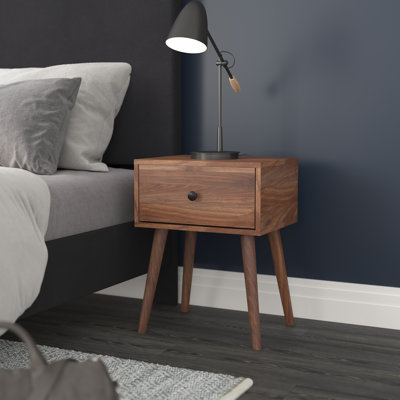 Amittai Mid-Century Modern Nightstand with Soft Close Storage Drawer