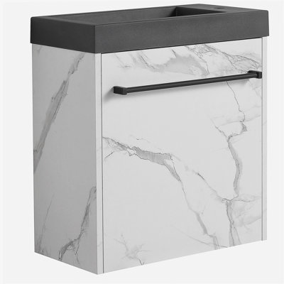 Meuble-lavabo mural suspendu de 20 pouces avec lavabo en résine et porte à fermeture en douceur