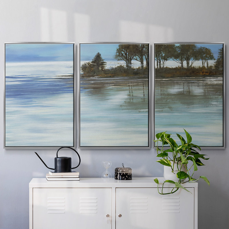 «Réglage de l'ambiance», reproduction sur toile 3 pièces, H 40 po x l 78 po x P 2 po, Argent