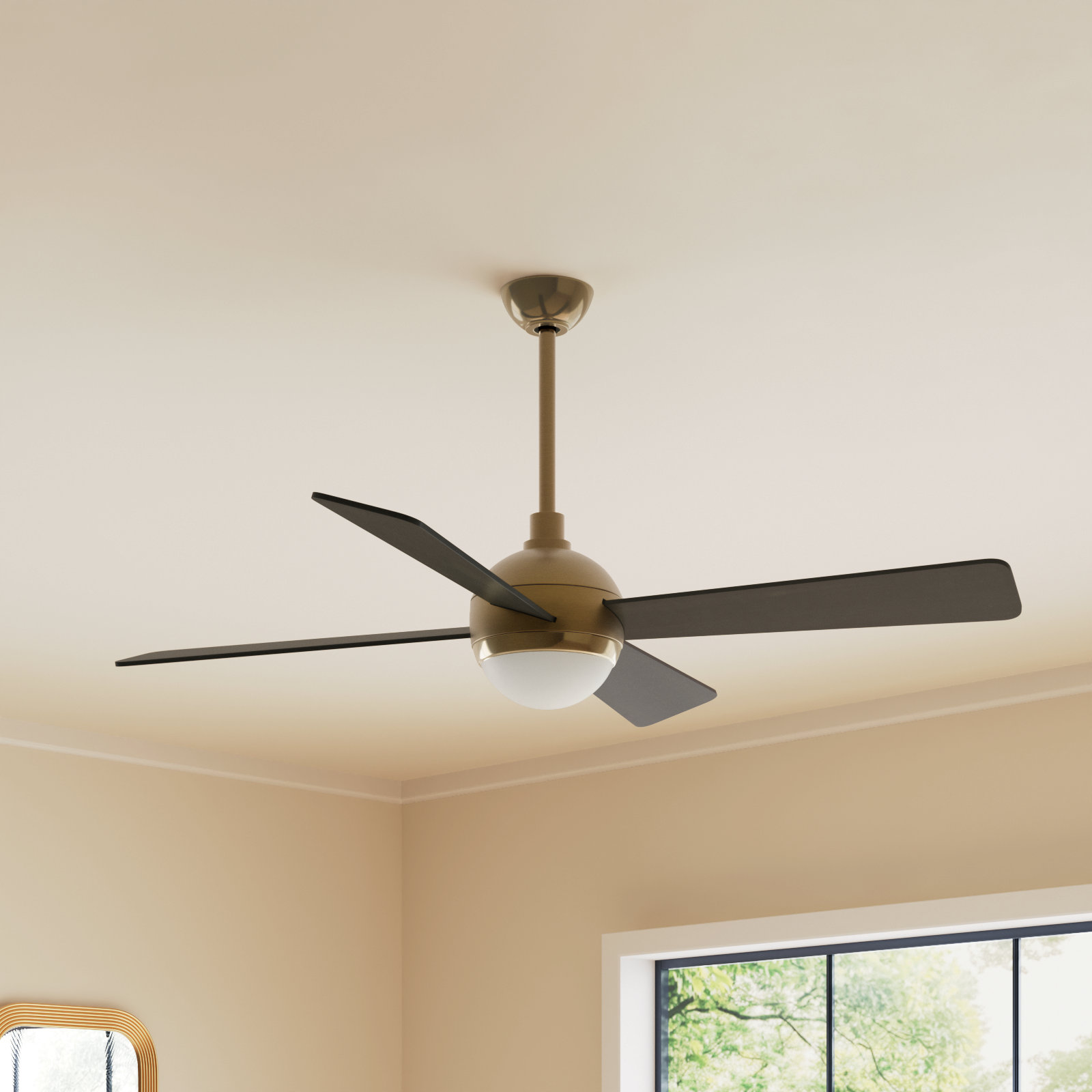 54" Ceiling Fan with LED Light Kit, Soft Brass with Brushed Blades