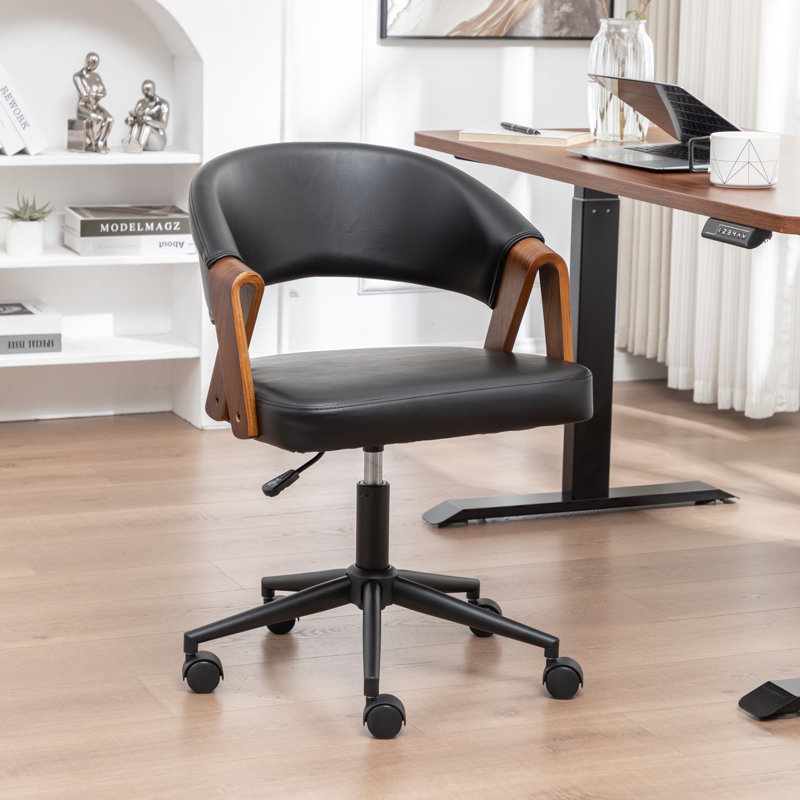 Martha Faux Leather Swivel Office Chair, Black