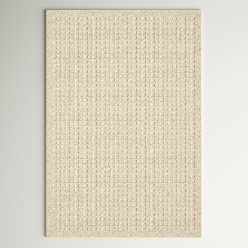 Tapis ivoire en laine tissé à la main et à plat, Rectangle 3 pi 9 po x 5 pi 9 po