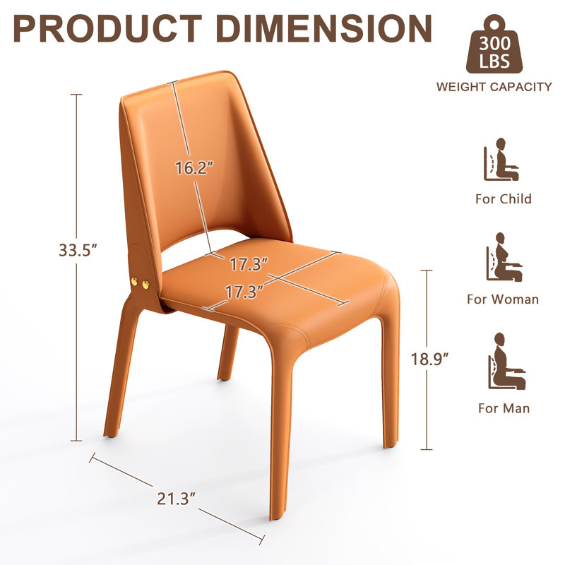Saddle Leather Dining Chair, Orange
