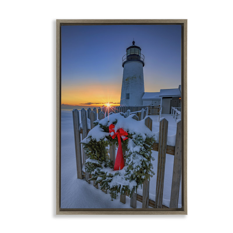 «Christmas Beach Lifehouse» par Rick Berk, Cadre flottant orme Montalcino, H 31 po x l 21 po