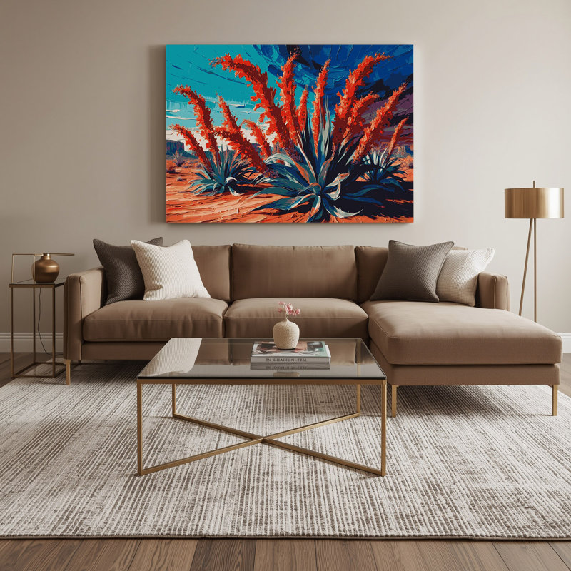 «Southwestern Plants Red Yucca 183», art mural sur toile mauve, H 24 po x l 36 po