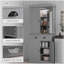 Modern Style Kitchen Pantry Cabinet with LED Lights,Door Shelves,Drawer and Adjustable Shelves