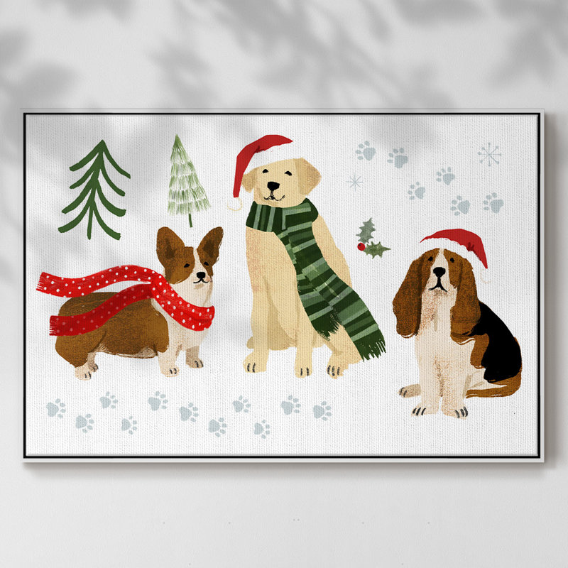 " Holidogs Collection A ", 25" H x 37" W x 2" D, White