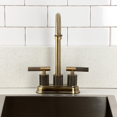 Kingston Brass Convergent Two-Handle 2-Hole Deck Mount Bar Faucet With Knurled Handle