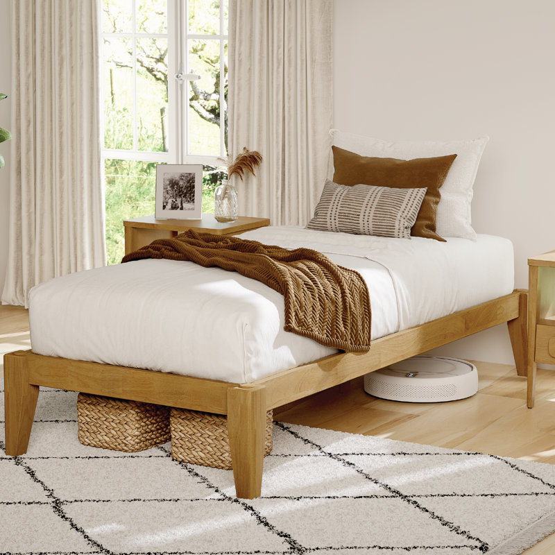 Carruthers Full Bed Frame - Solid Wood Platform Bed - Japanese Joinery Bed Frame - Wood Slat Support - No Box Spring Needed - Easy Assembly - Minimalist & Modern Style (Light Brown, Twin Xl)