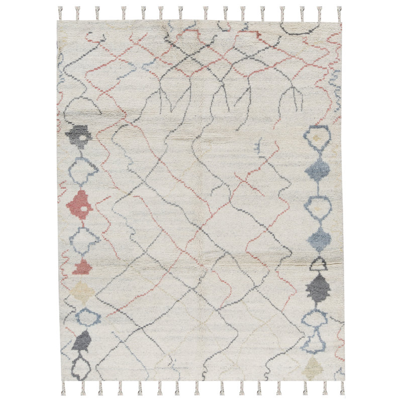 Tapis gris clair noué à la main de haute qualité