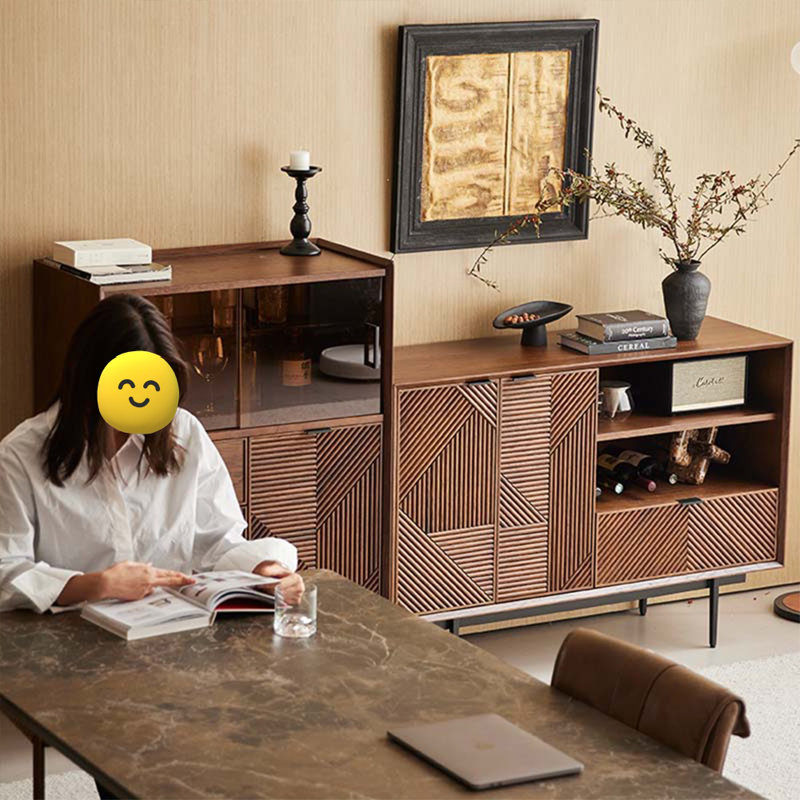 Buffet moderne et simple en bois massif, Brun