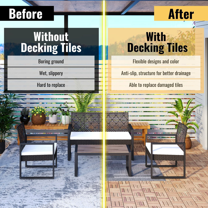 20 pièces de carreaux de terrasse en bois d'acacia jaune, 20