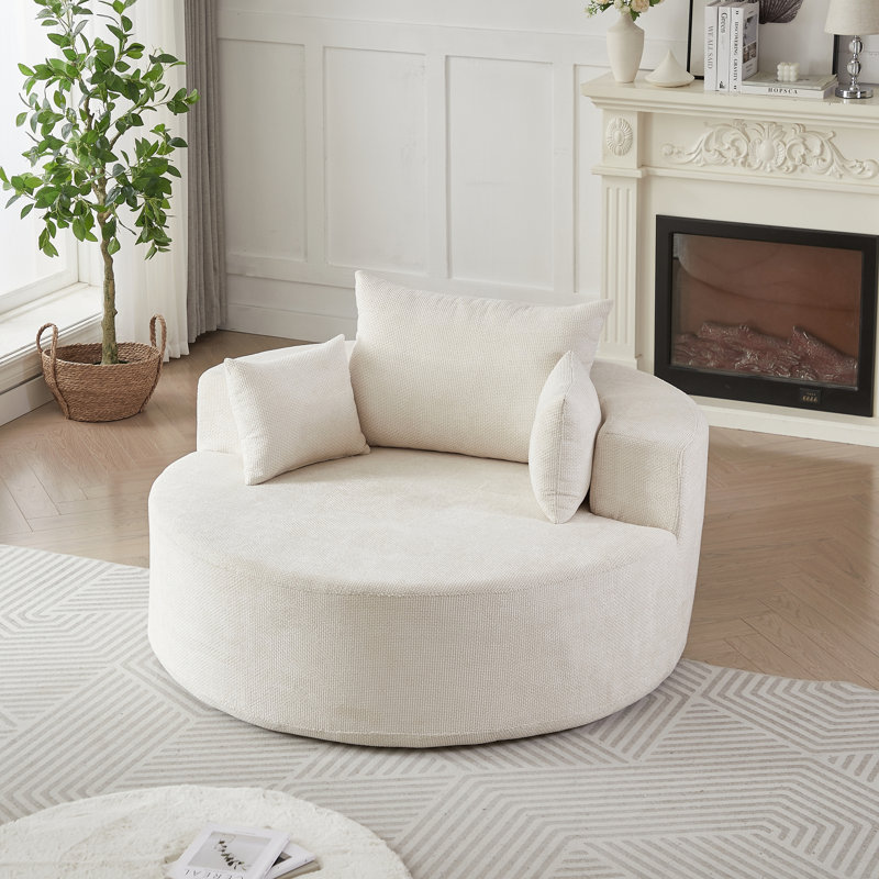 canapé simple, aucun assemblage requis, Beige Chenille, Beige