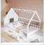Lit double en bois avec fenêtre et clôture pour enfants, solution de sommeil sécuritaire et imaginative-275112106