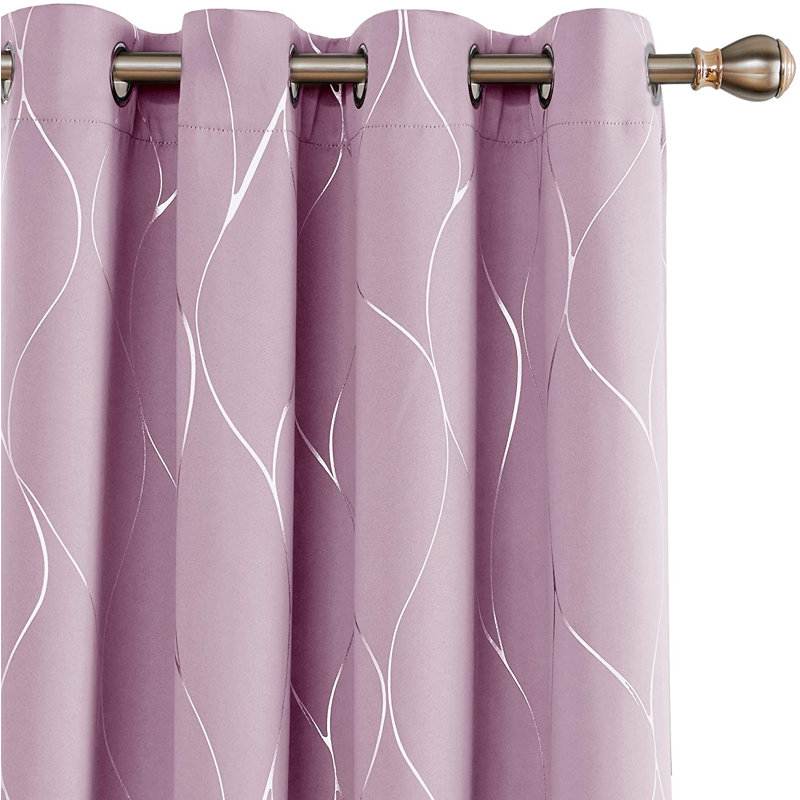 Kellda Thermal Room Darkening Polyester Curtain Panels, 42" W x 63" L, Lavender Pink