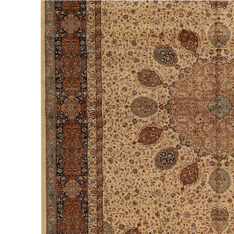 Wool Oriental Area Rug in Sienna/Wheat