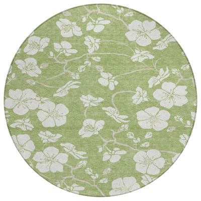 Ensa Green Washable Indoor-Outdoor Rug - 