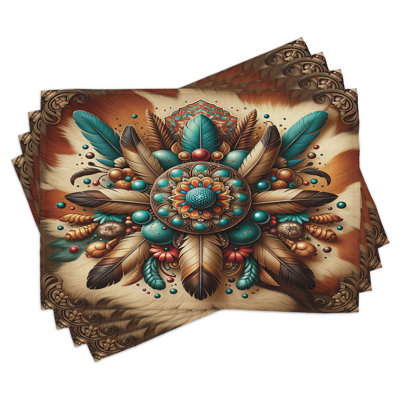 Polyester Teal Cinnamon Brown Placemat