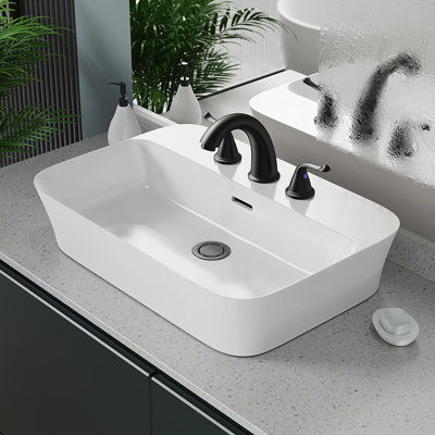 8" Widespread Double-Handle Stainless Steel Bathroom Faucet with Pop-Up Drain Assembly in Matte Black
