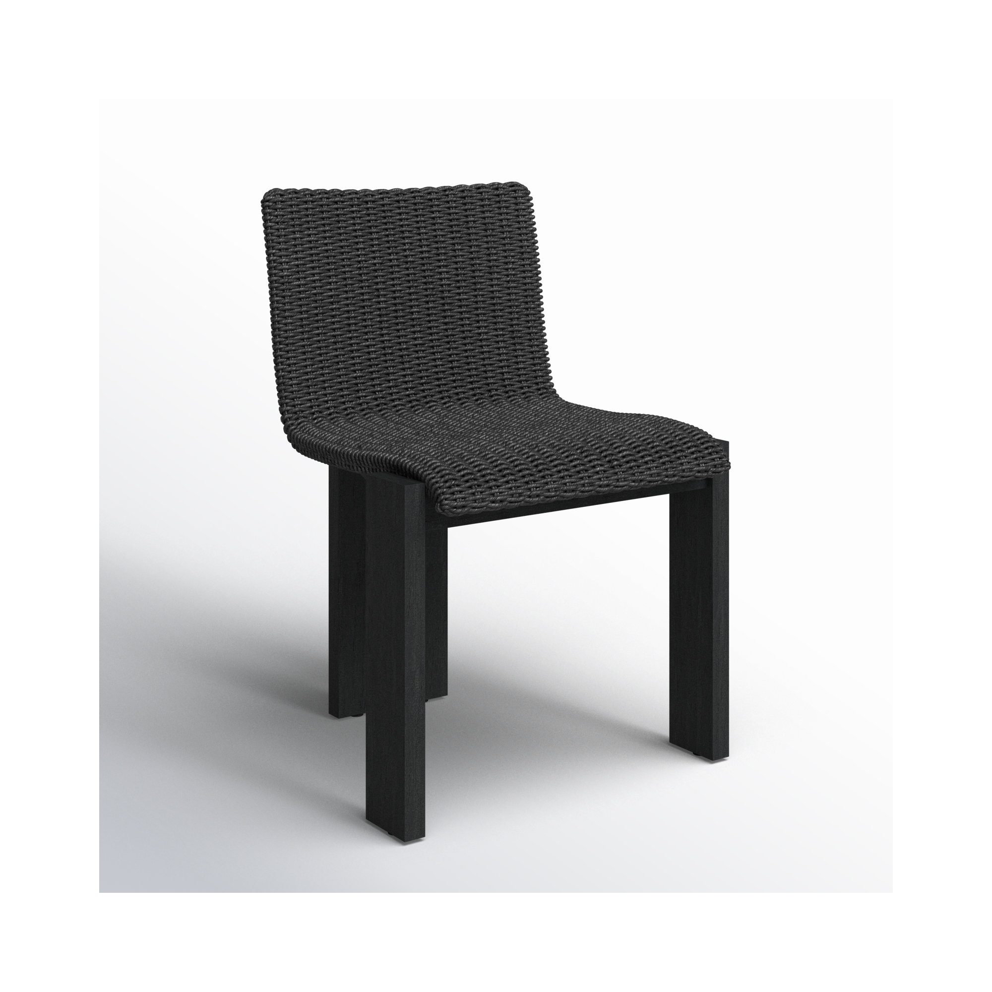 Padme Teak Patio Dining Side Chair, Stained Black