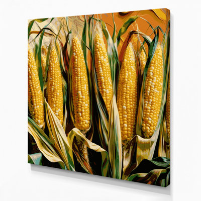 Légumes, maïs doux sur toile jaune brun