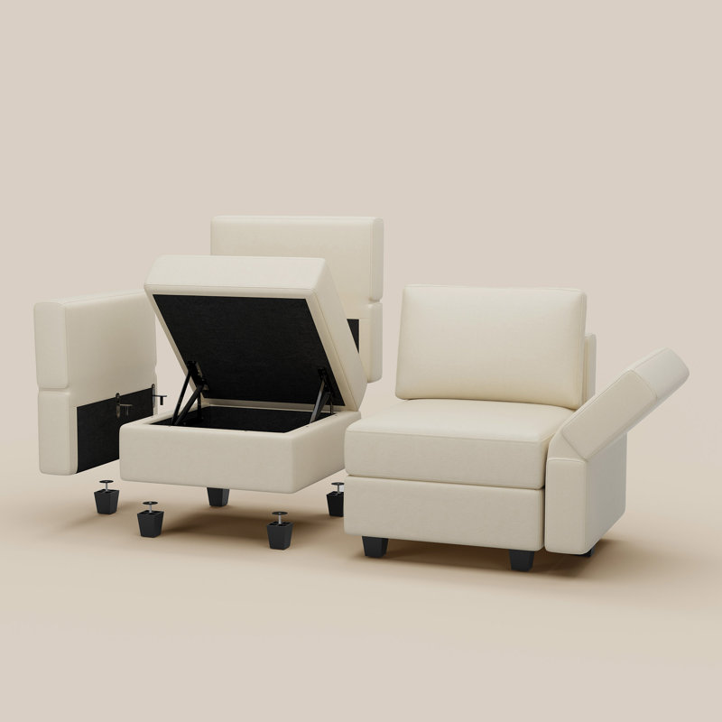 Canapé modulaire en faux cuir Colusa, Beige