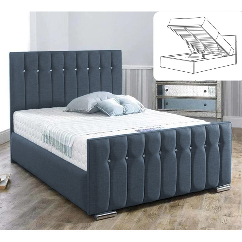Upholstered Ottoman Storage Bed, Steel, Super King (6')