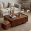 Table basse contemporaine carrée en bois avec deux tiroirs