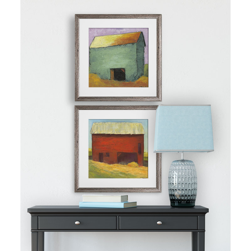 " Barns " 2 - Pieces, Brown Framed
