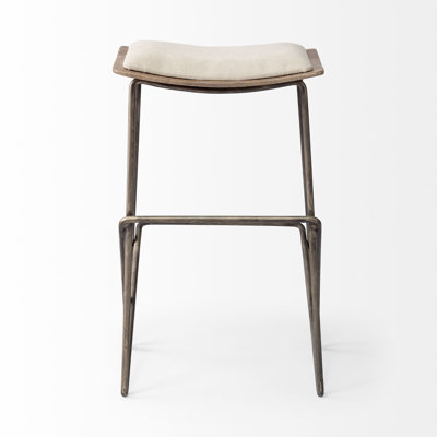 Deux Upholstered Counter Stool with Metal Frame