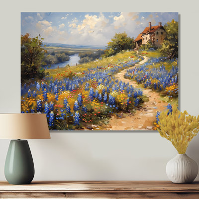 Blue Green Meadow Charm Blue Bonnets VII - Blue Bonnets Wall Art Living Room