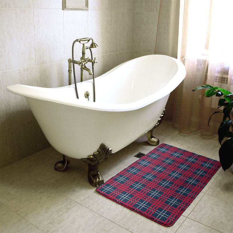 Memory Foam Non-Slip Bath Rug, 21" W x 34" L, Pink/Blue 2