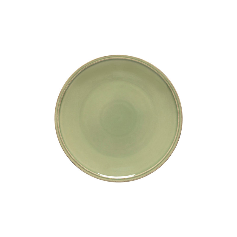 Sage Green Hand-Painted Ceramic Salad/Dessert Plate Set