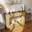Console Modern Contrast moderne avec structure en bois stratifié et plateau noir