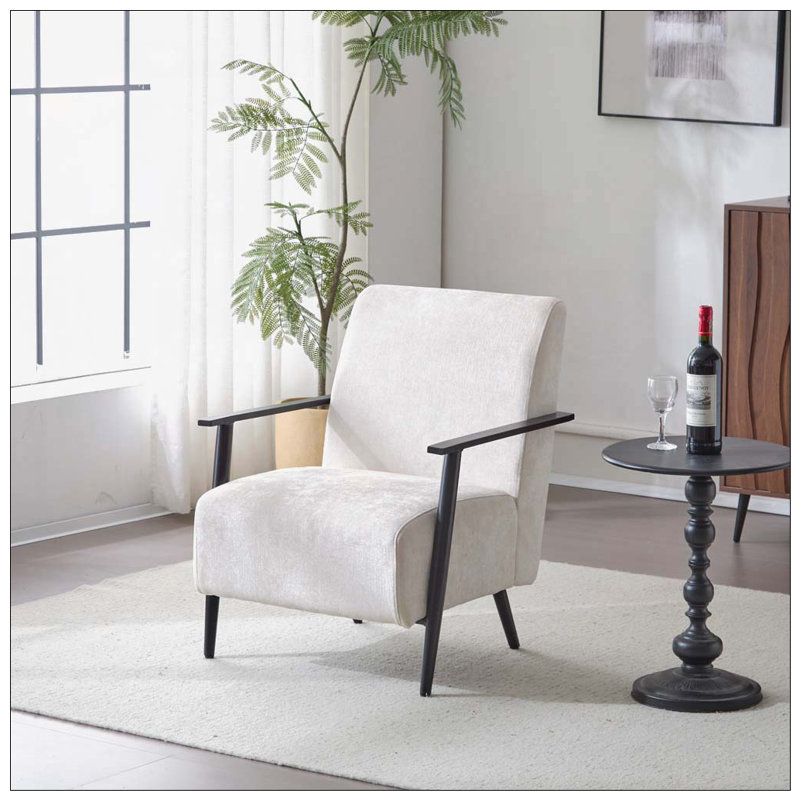 Fauteuil d'appoint rembourré avec structure en métal, Beige
