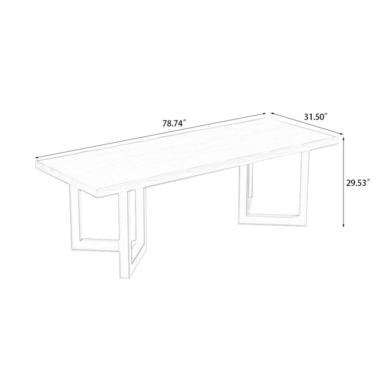 Nut-Brown Rectangular Solid Wood Dining Table, 29.53"H x 78.84"L x 31.5"W