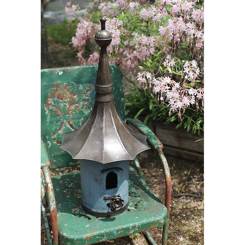 Secret Garden Free Standing Bird House, Grey/Blue