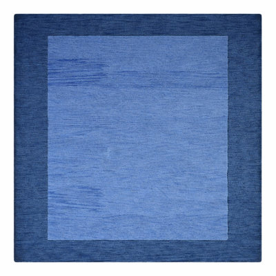 Helena Hand Tufted Wool Eco-Friendly Area Rugs - Square, Blue Color, Contemporary Modern Design, High Pile Thick Handmade Anti Skid Area Rugs for Living Room, Bed Room