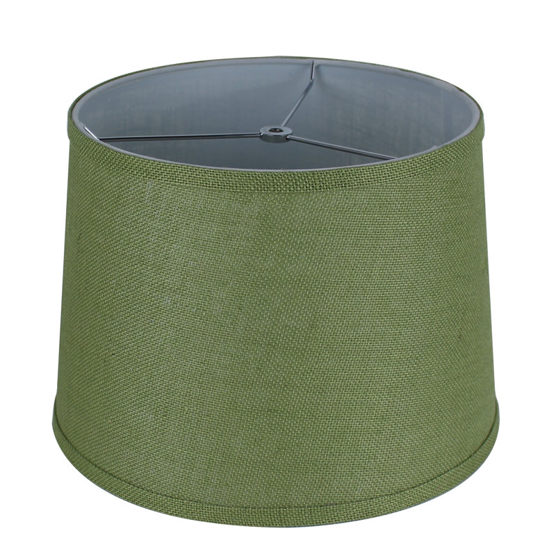 Abat-jour tambour en toile de jute (araignée), Vert kaki, H 8,5 po x l 12 po P 12 po