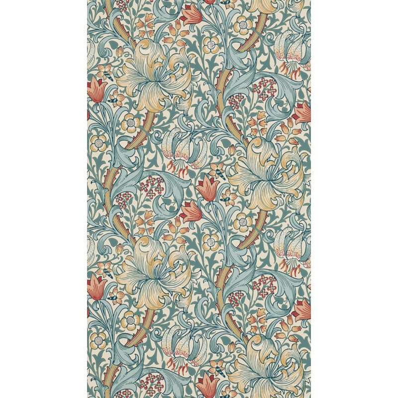 Golden Lily Wallpaper, Slate/Manilla