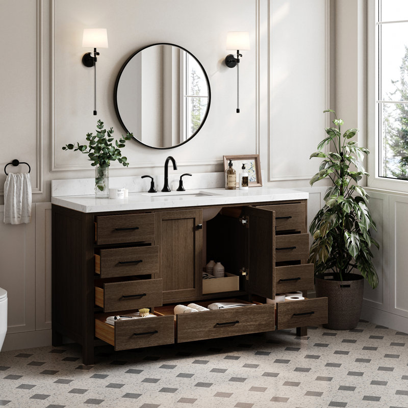 Base de meuble-lavabo simple Panchuri 60 seulement, Chêne brun
