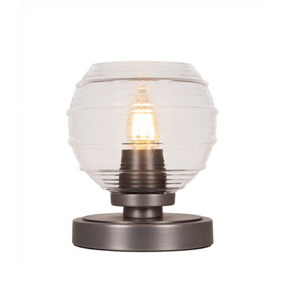 Jenne Accent Lamp Shown In Graphite Finish With 6" Clear Ribbed Glass