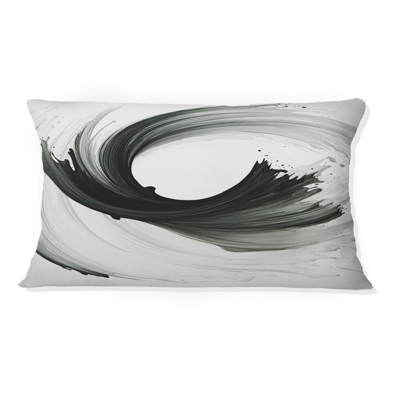 «Essential Being» - Coussin décoratif imprimé abstrait noir et blanc II